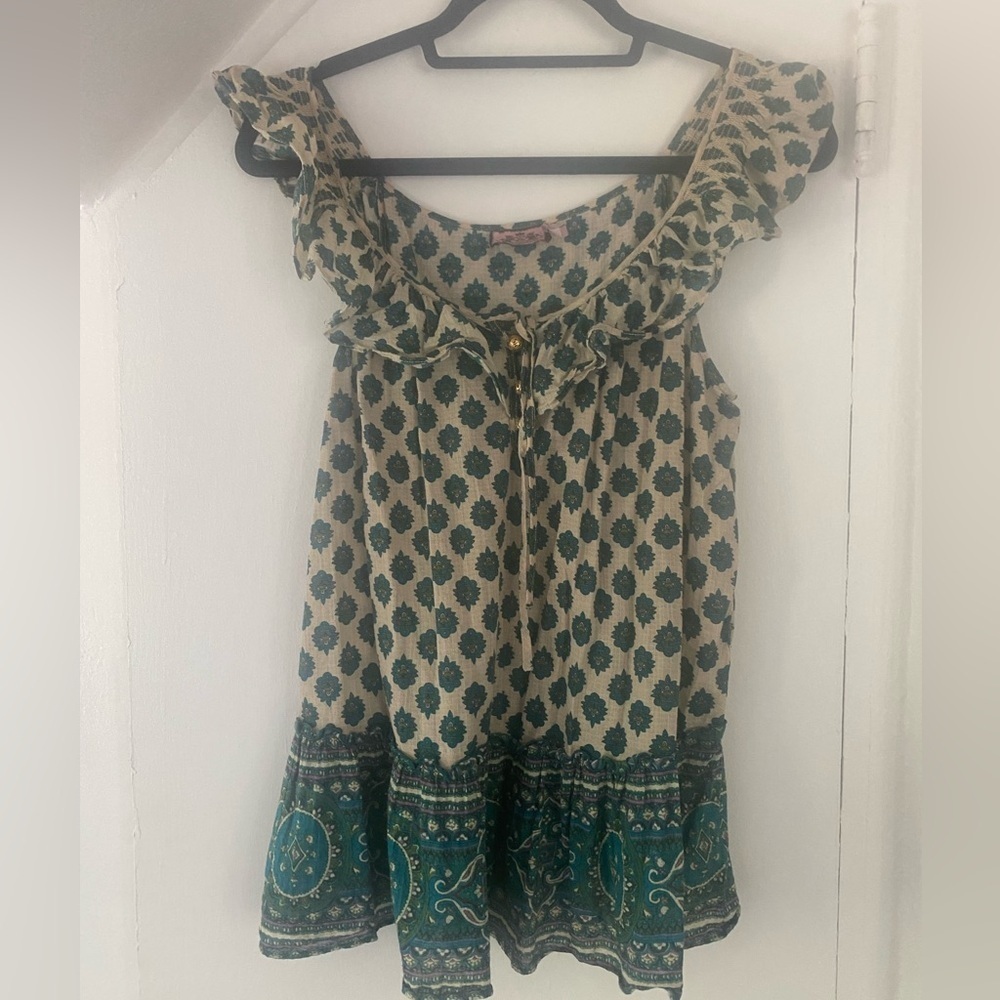 Juicy Couture Mandala Print Flutter Sleeve Boho Top Size Small
